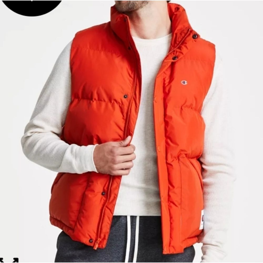 🆕️🦺Champion Solid  Color Puffer Vest, Orange -- Sz XL